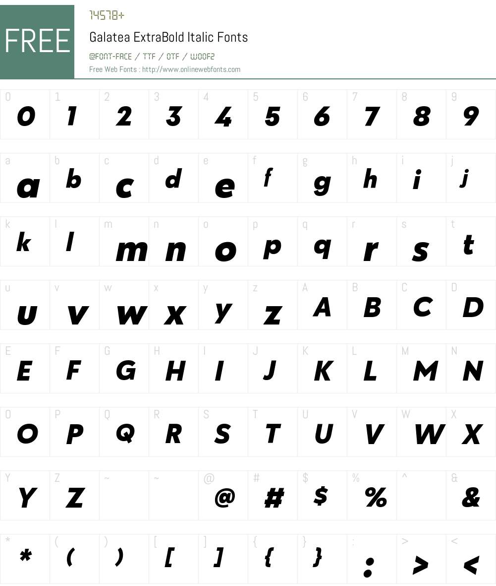 Galatea ExtraBold Italic Font Screenshots