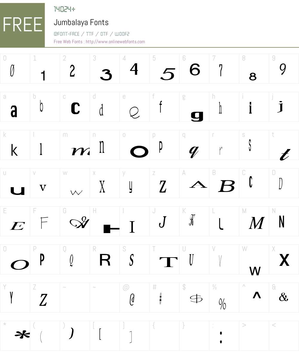 Jumbalaya Font Screenshots