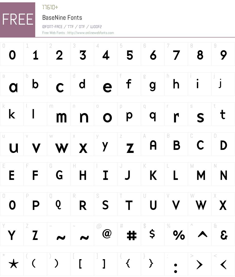 BaseNine Font Screenshots