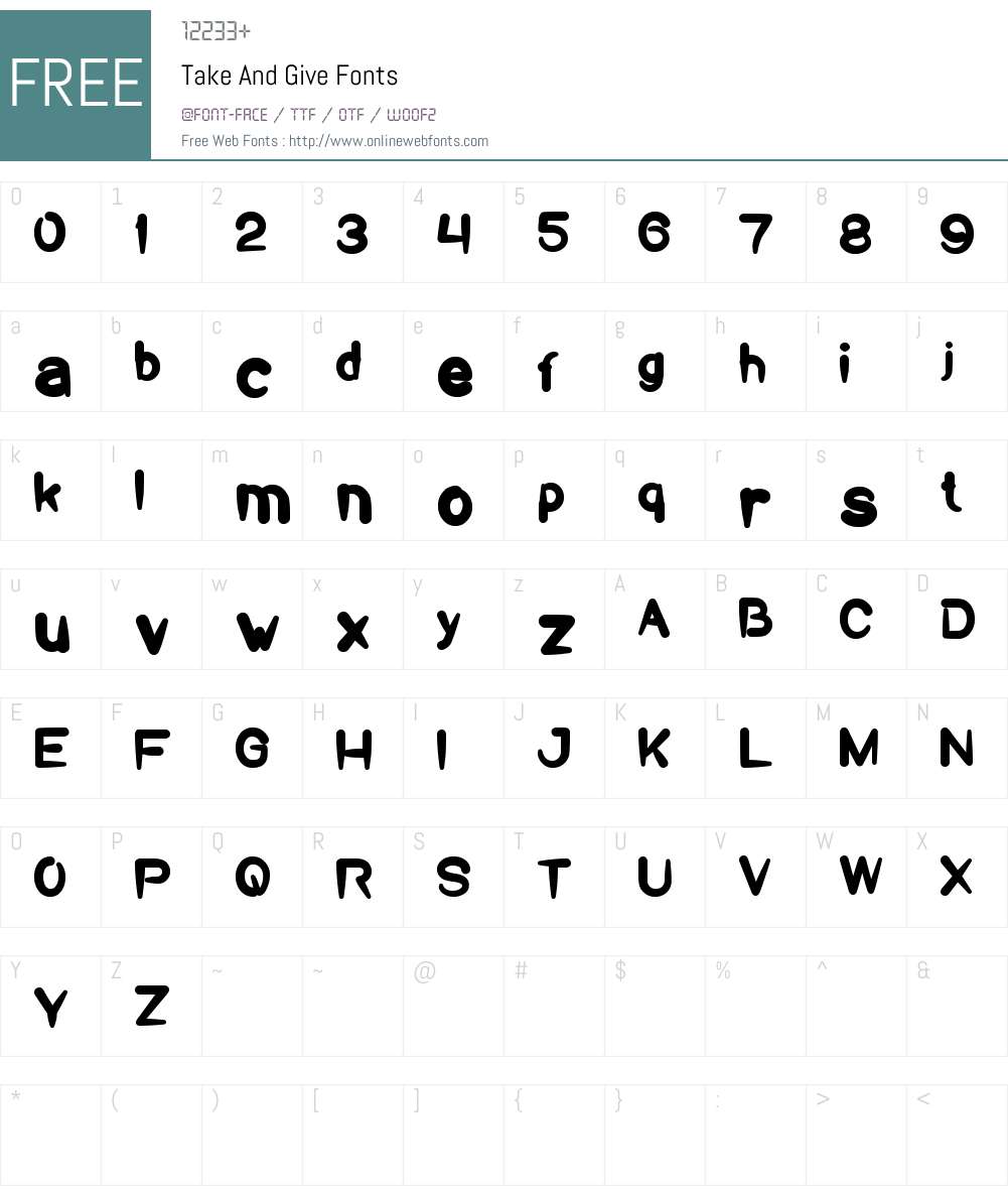 Take And Give Font Screenshots