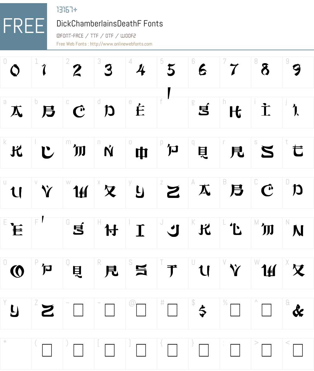DickChamberlainsDeathF Font Screenshots