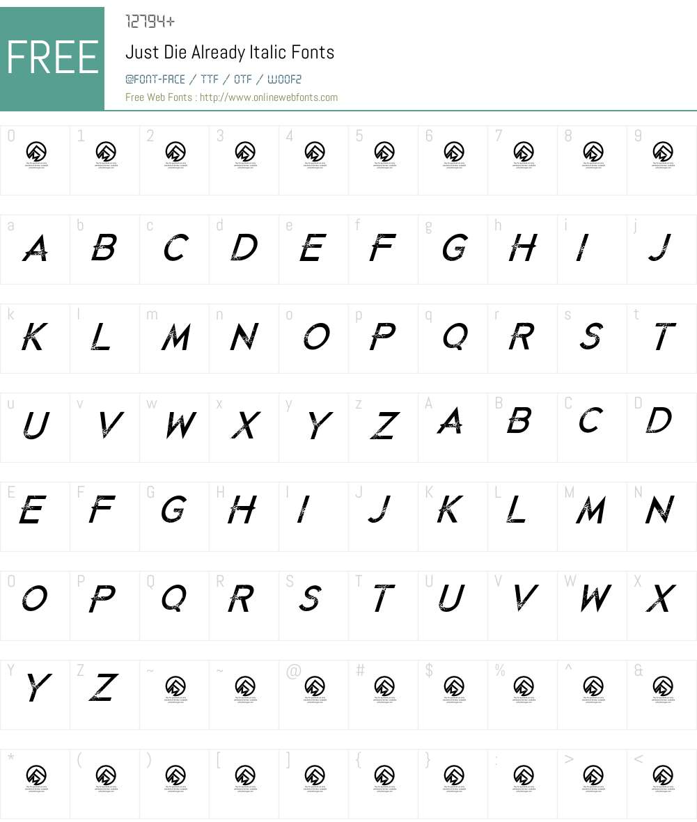 Just Die Already Font Screenshots