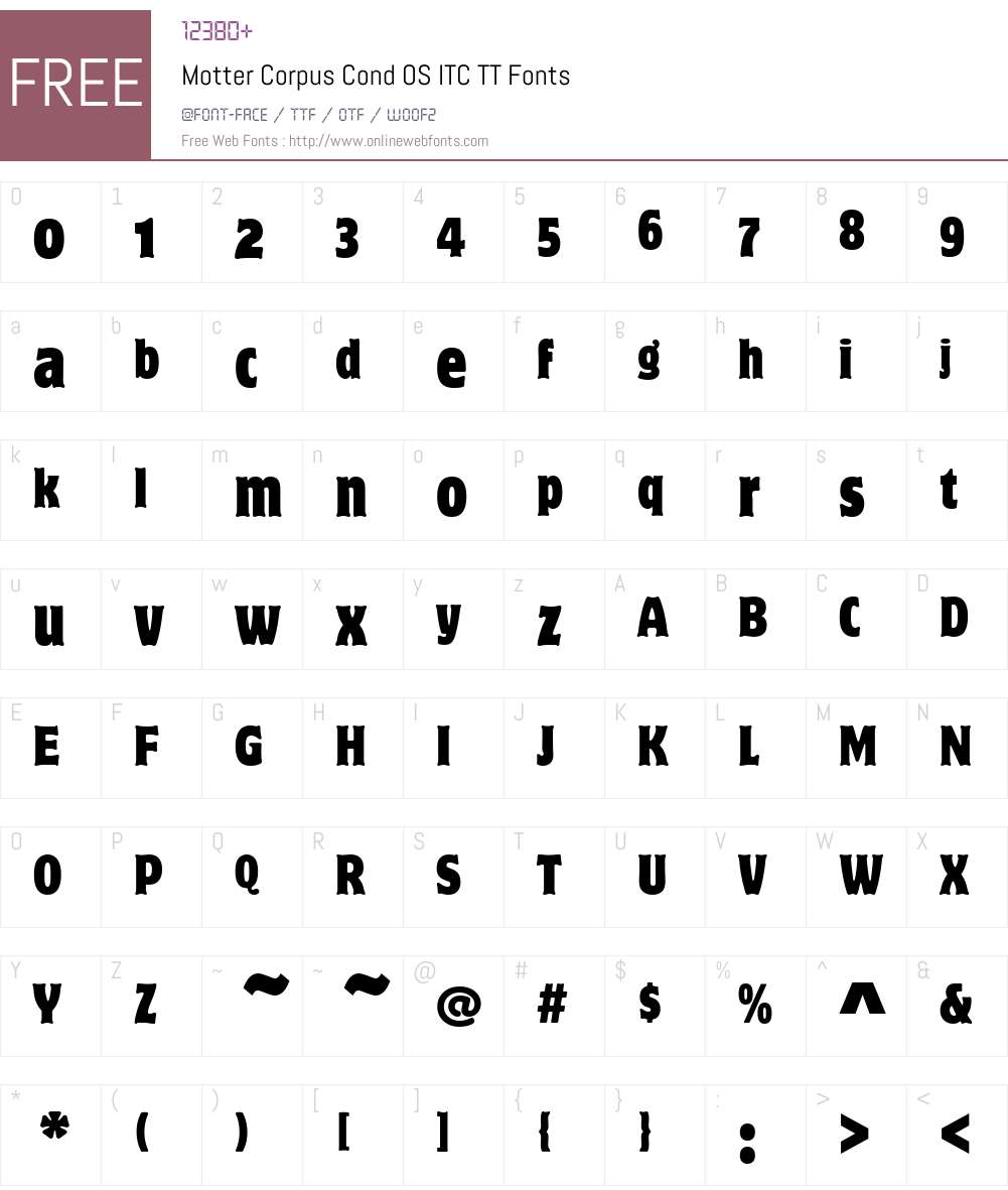Motter Corpus Cond OS ITC TT Font Screenshots