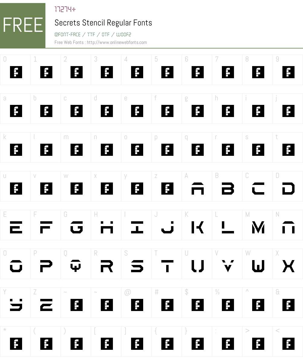 Secrets Stencil Font Screenshots