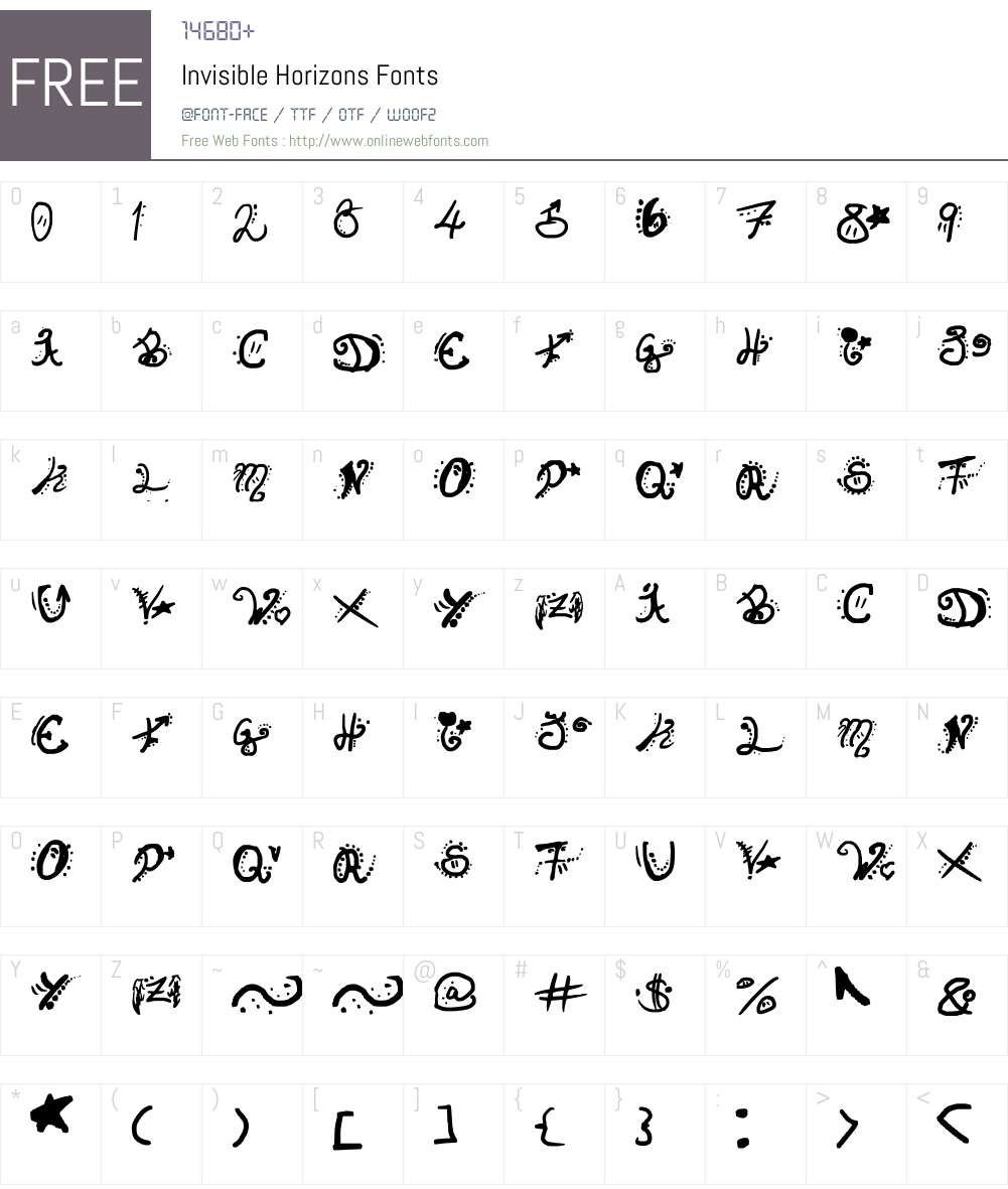 Invisible Horizons Font Screenshots