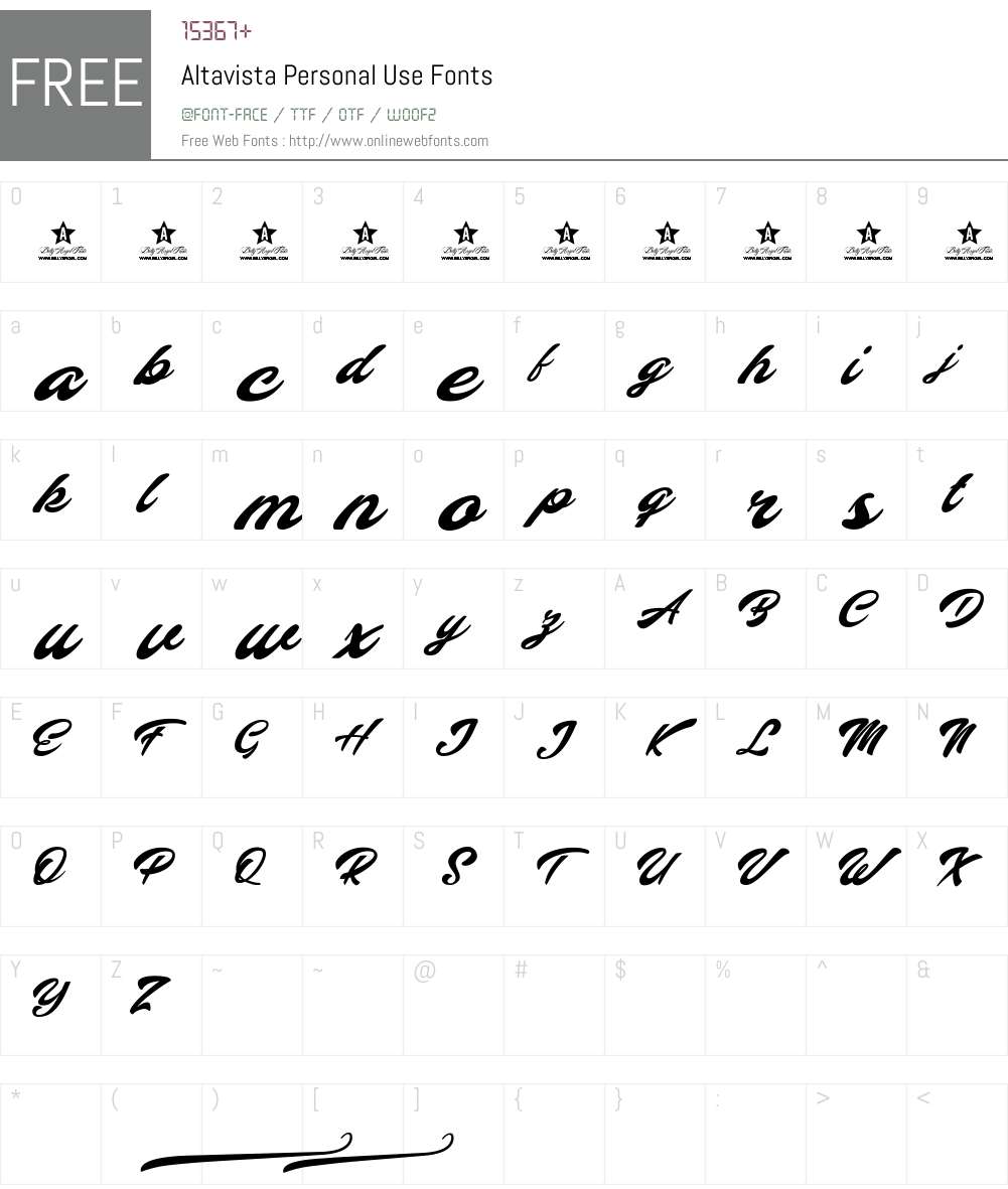 Altavista Personal Use 1.000 Fonts Free Download