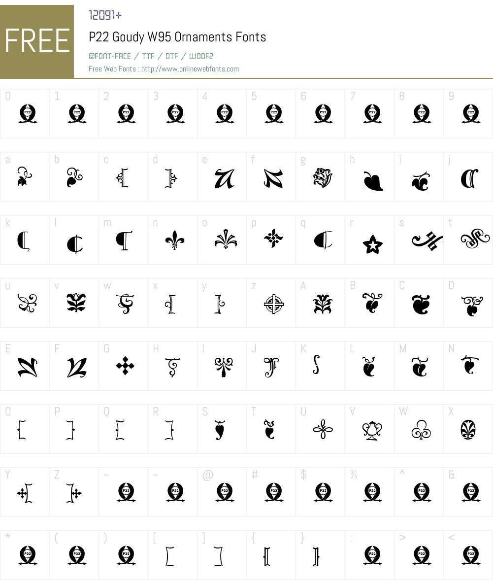 P22GoudyW95-Ornaments Font Screenshots