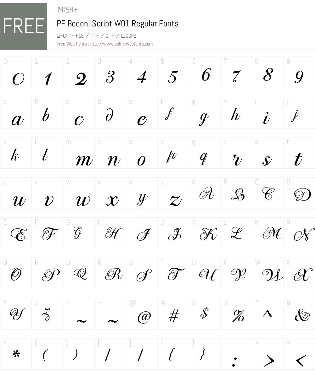 PFBodoniScriptW01-Regular Font Screenshots