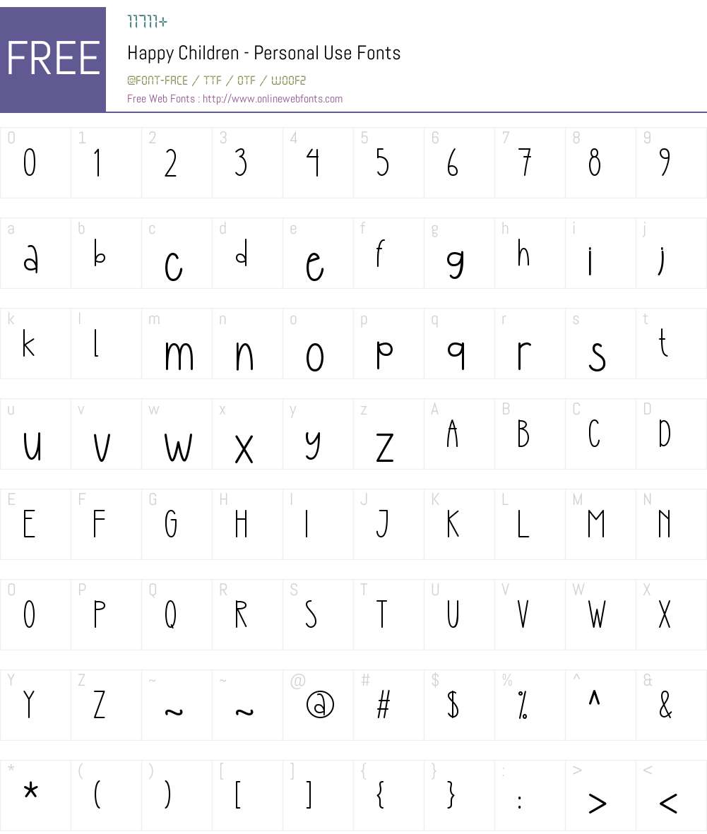 Happy Children - Personal Use Font Screenshots