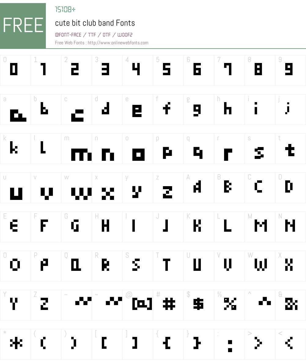 cute bit club band Font Screenshots