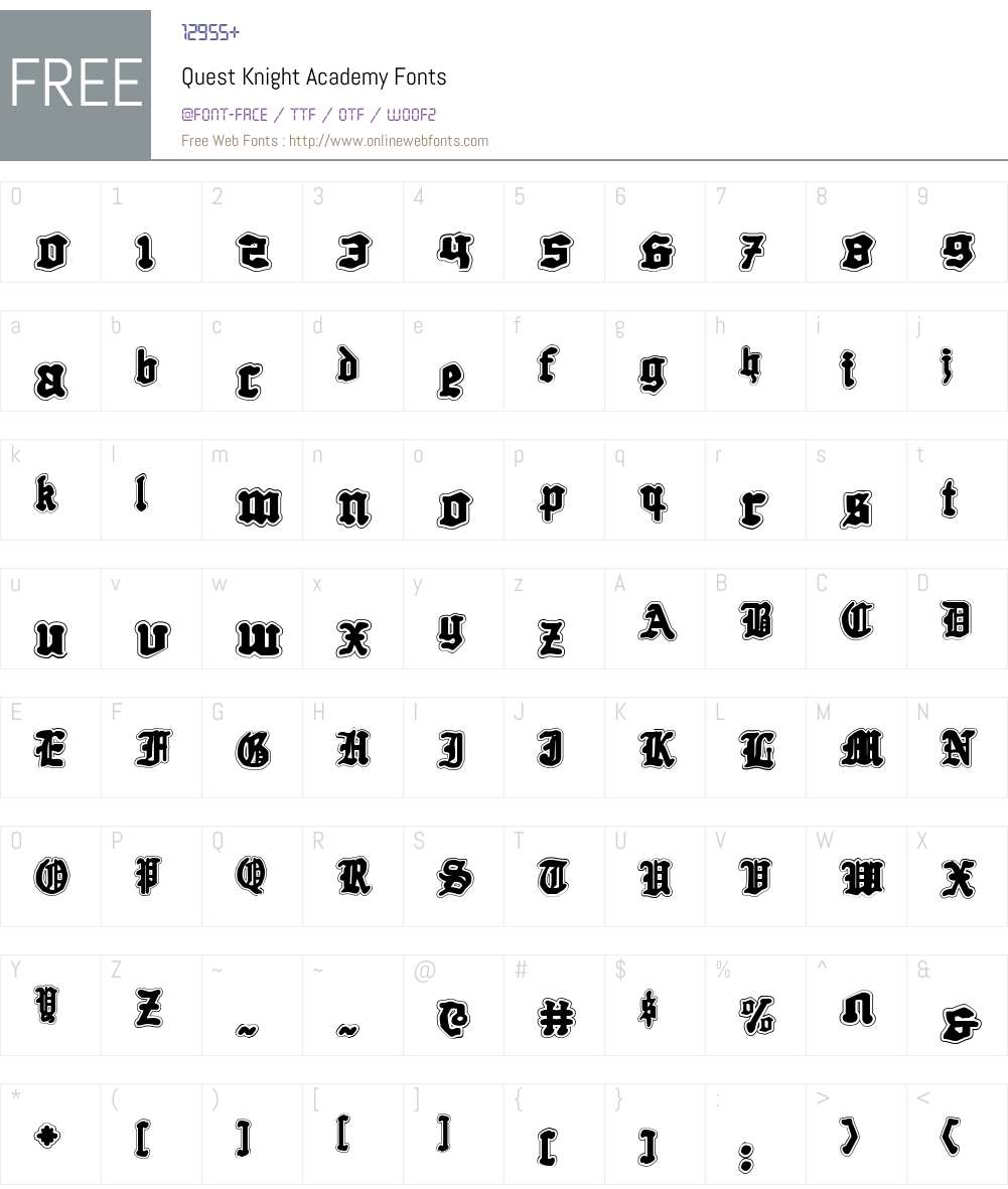 Quest Knight Academy Font Screenshots
