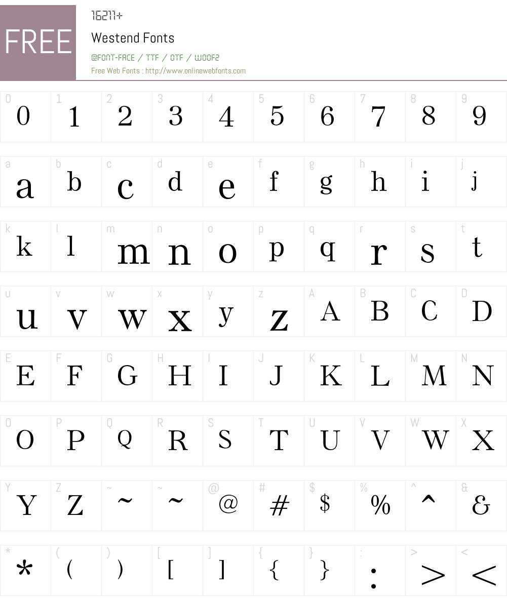 Westend Font Screenshots