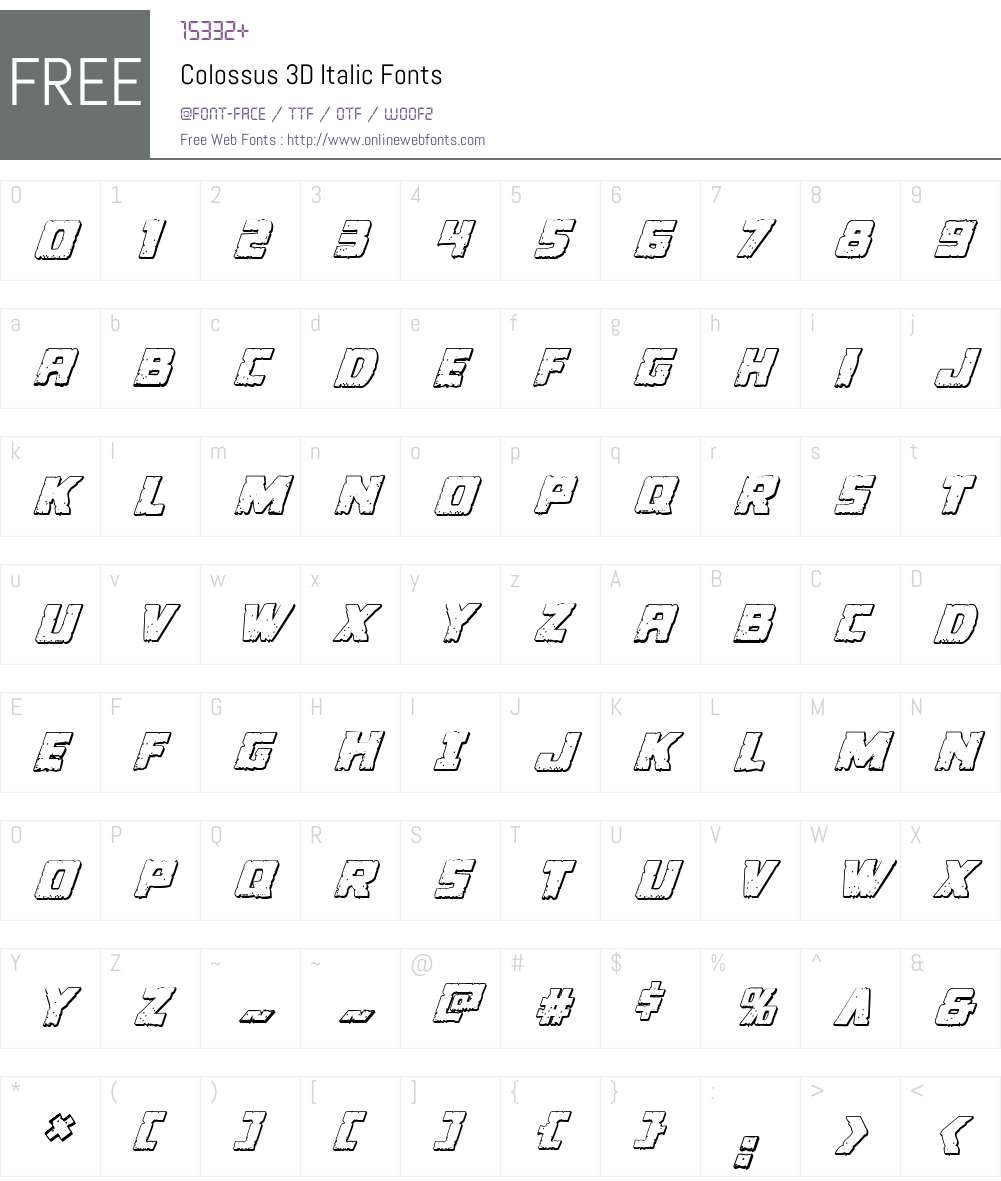 Colossus 3D Italic Font Screenshots