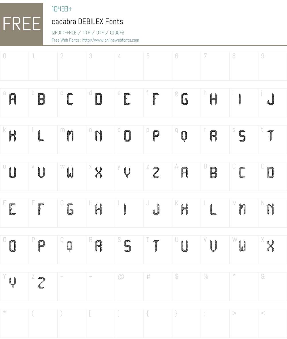 cadabra DEBILEX Font Screenshots