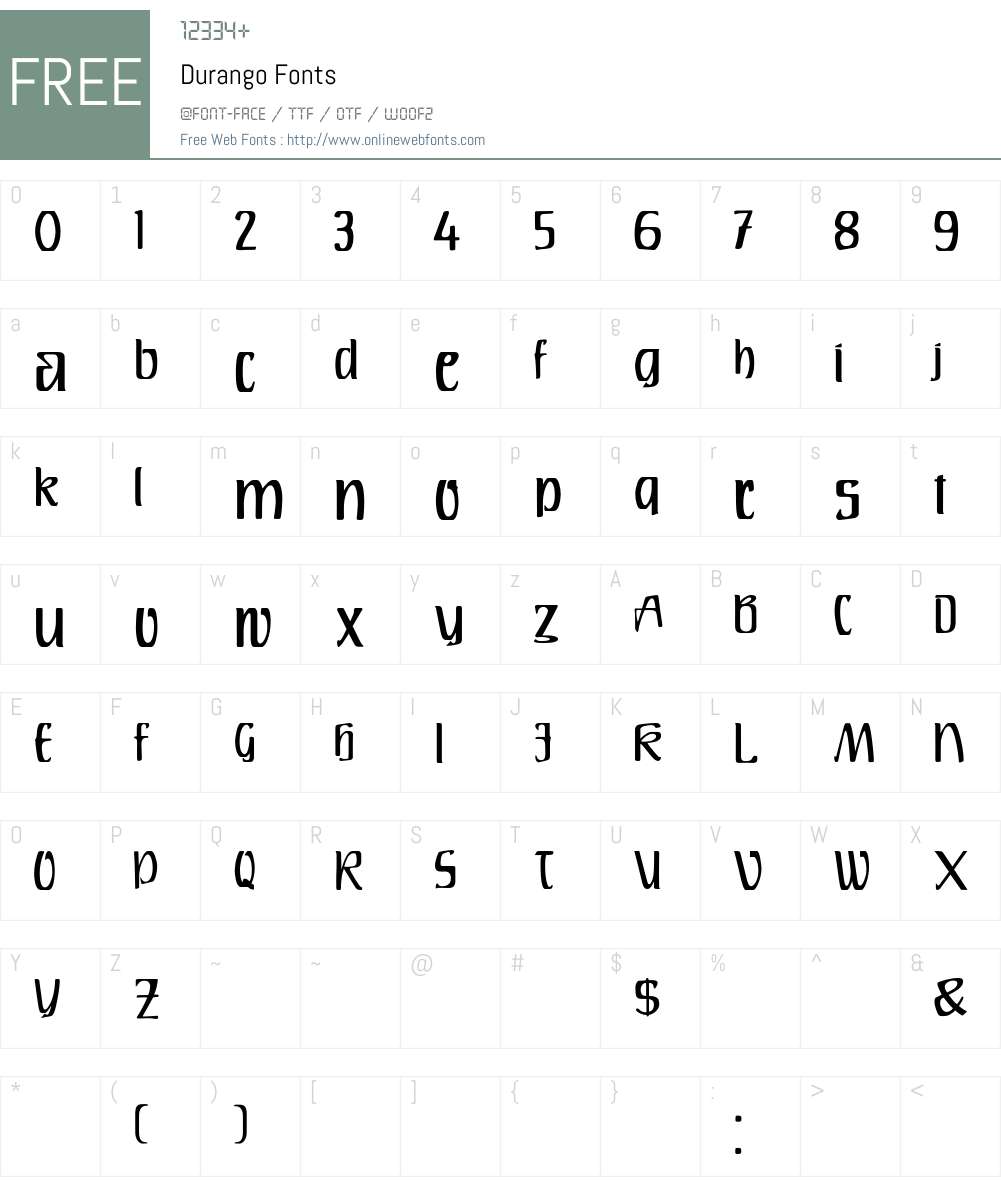 Durango Font Screenshots