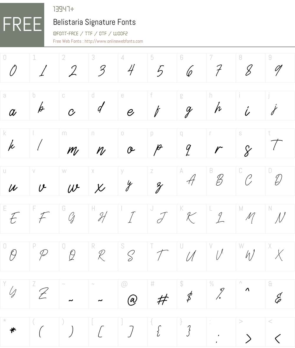 Belistaria Signature Font Screenshots