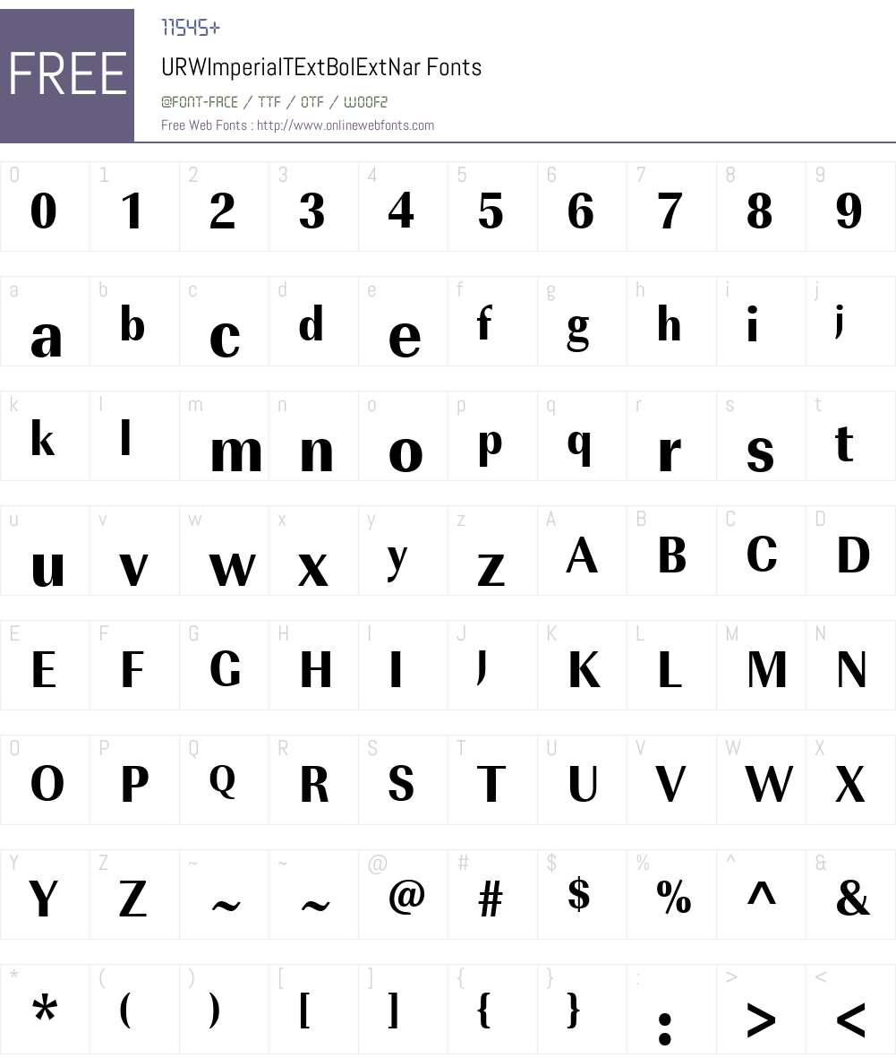 URWImperialTExtBolExtNar Font Screenshots