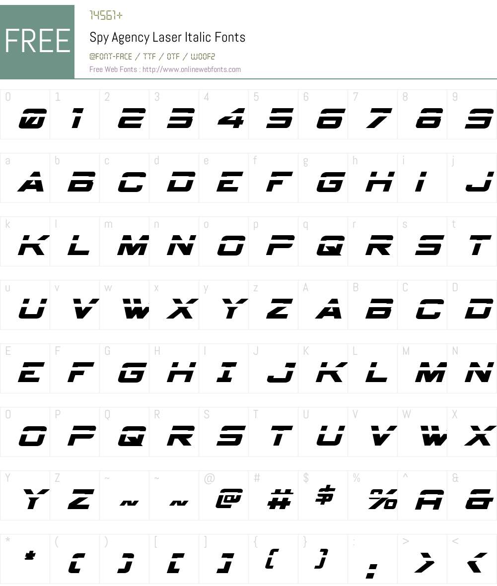 Spy Agency Laser Italic Font Screenshots