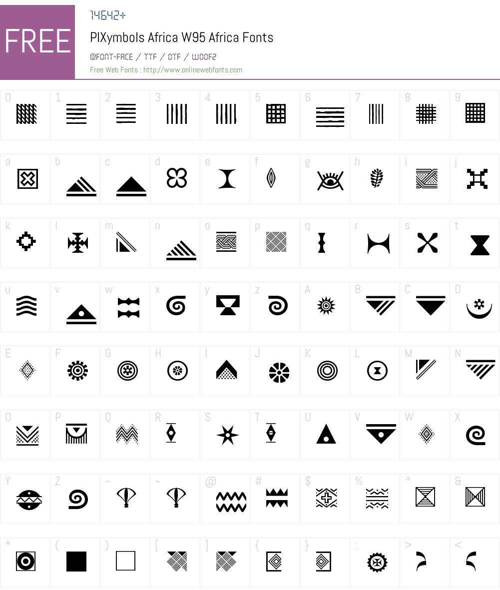 PIXymbolsAfricaW95-Africa Font Screenshots