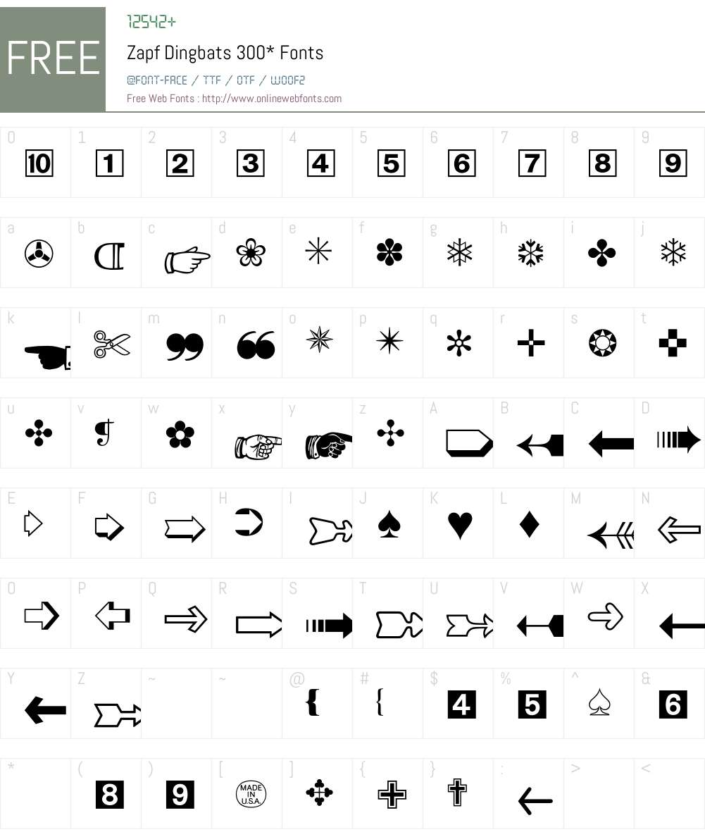 Zapf Dingbats Three Hundred BQ Font Screenshots