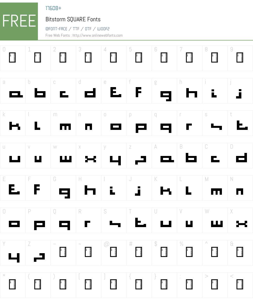 Bitstorm SQUARE Font Screenshots