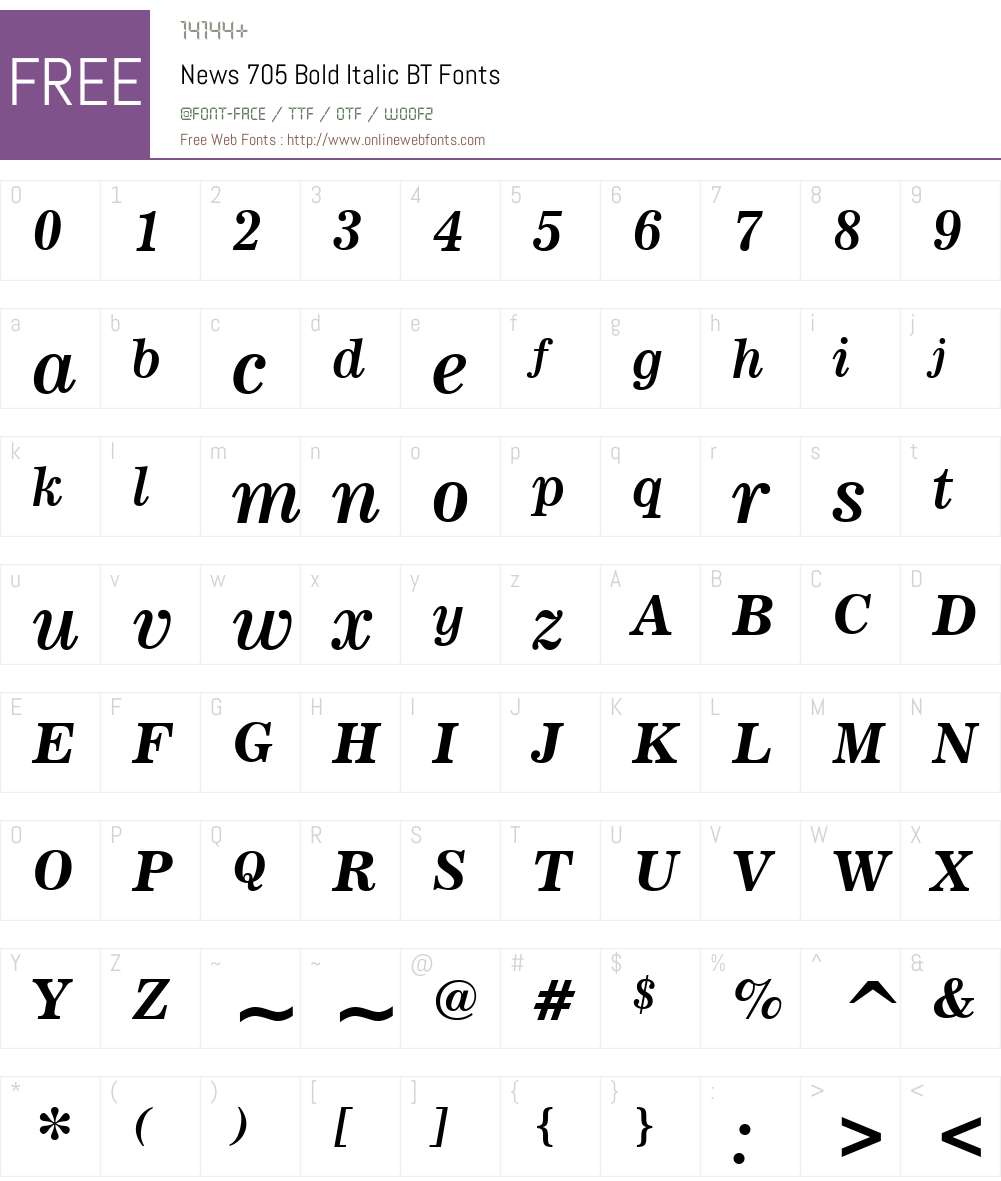 News705 BT Font Screenshots