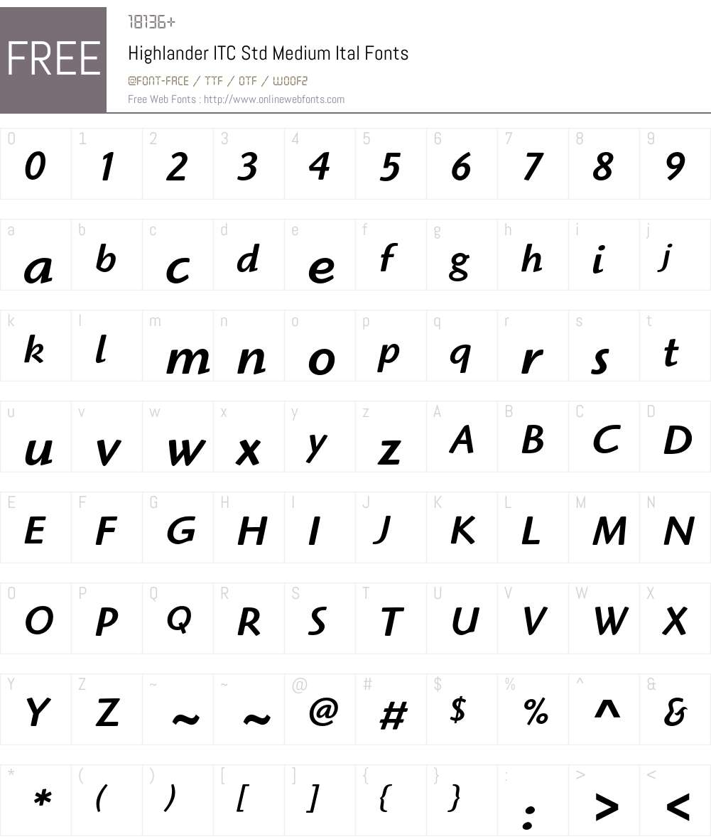 Highlander ITC Std Font Screenshots