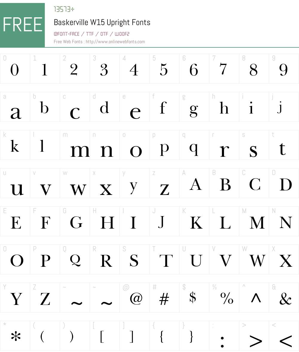 BaskervilleW15-Upright Font Screenshots