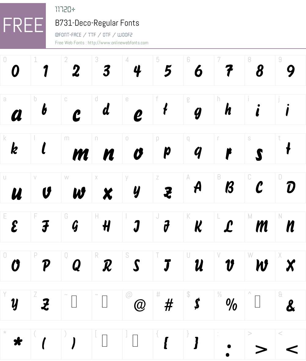 B731-Deco Font Screenshots