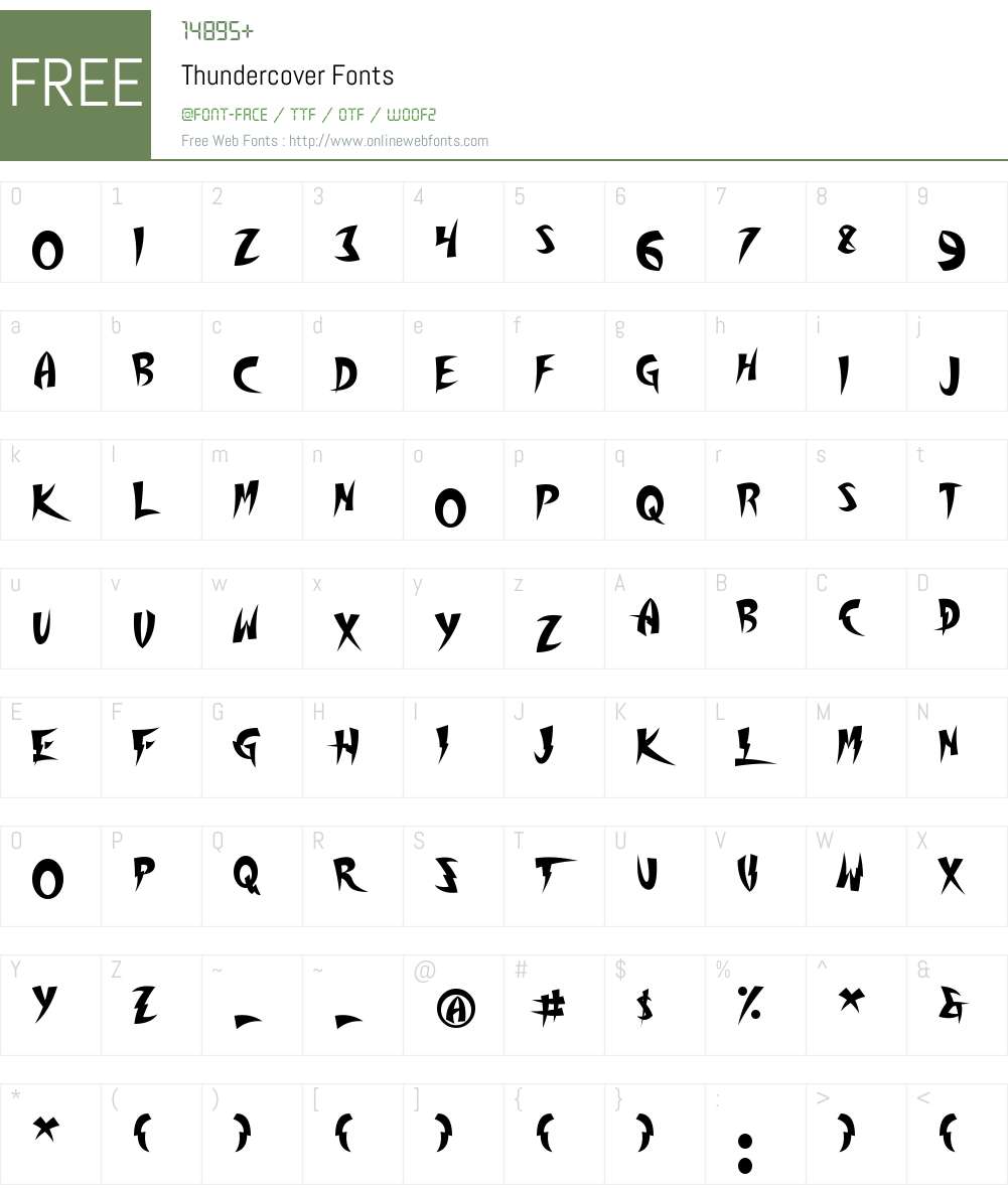 Thundercover Font Screenshots