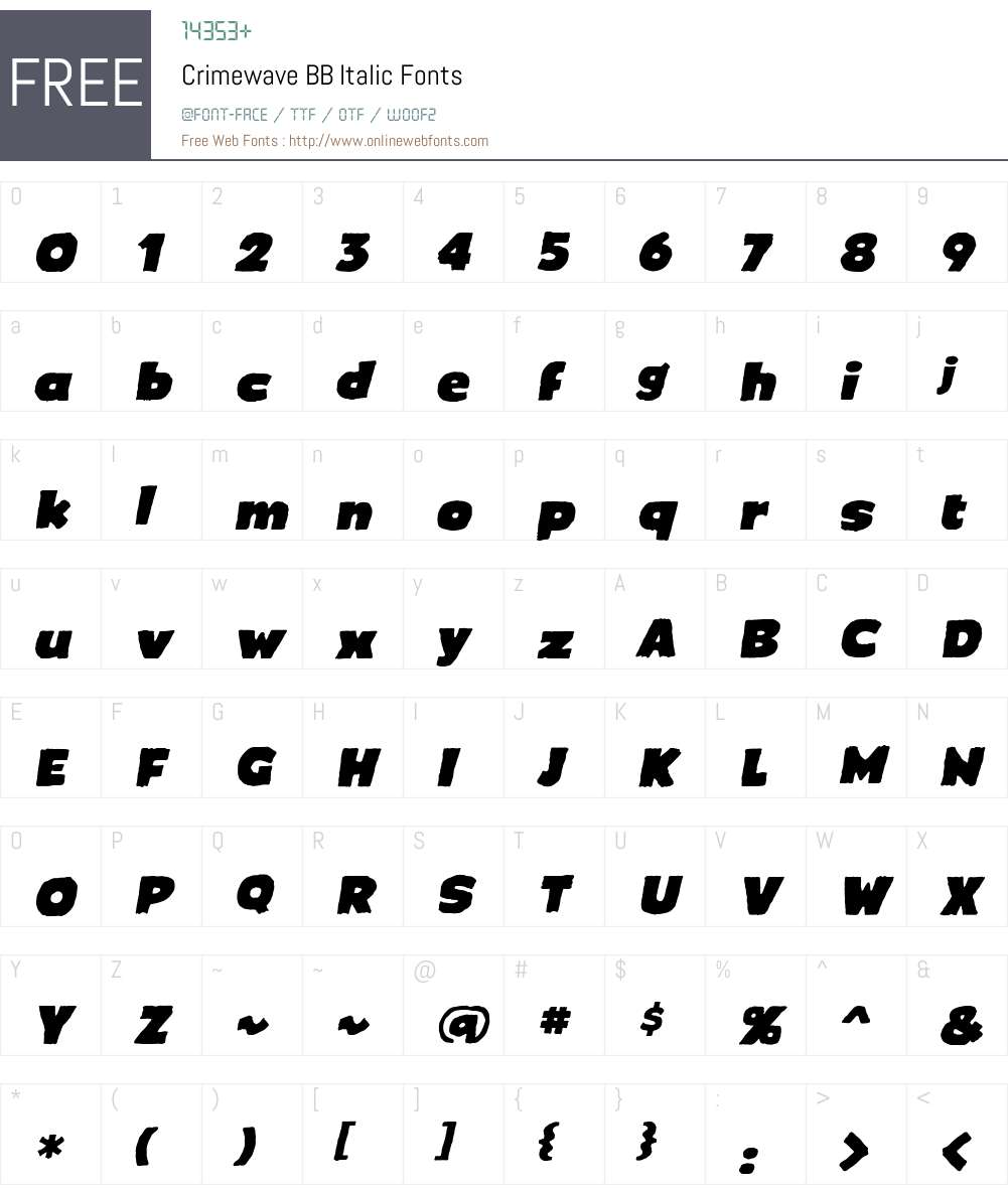 Crimewave BB Font Screenshots
