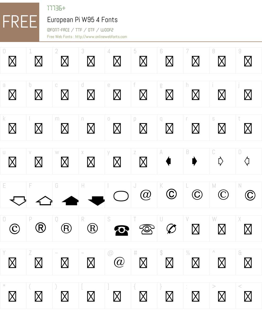 EuropeanPiW95-4 Font Screenshots