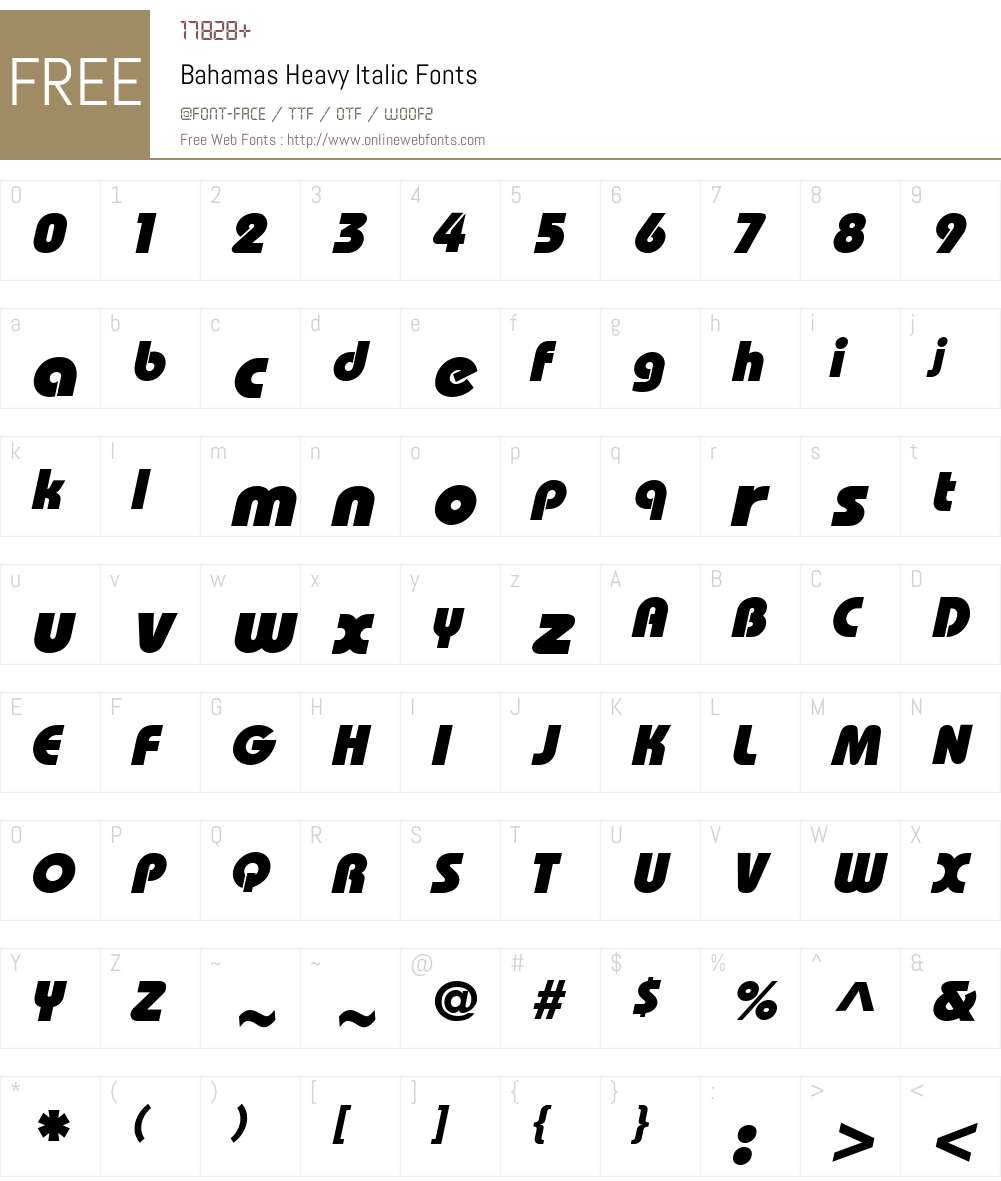 Bahamas Heavy Italic Font Screenshots