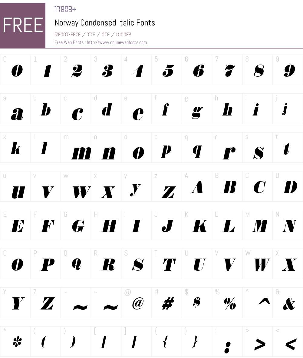 Norway Condensed Font Screenshots