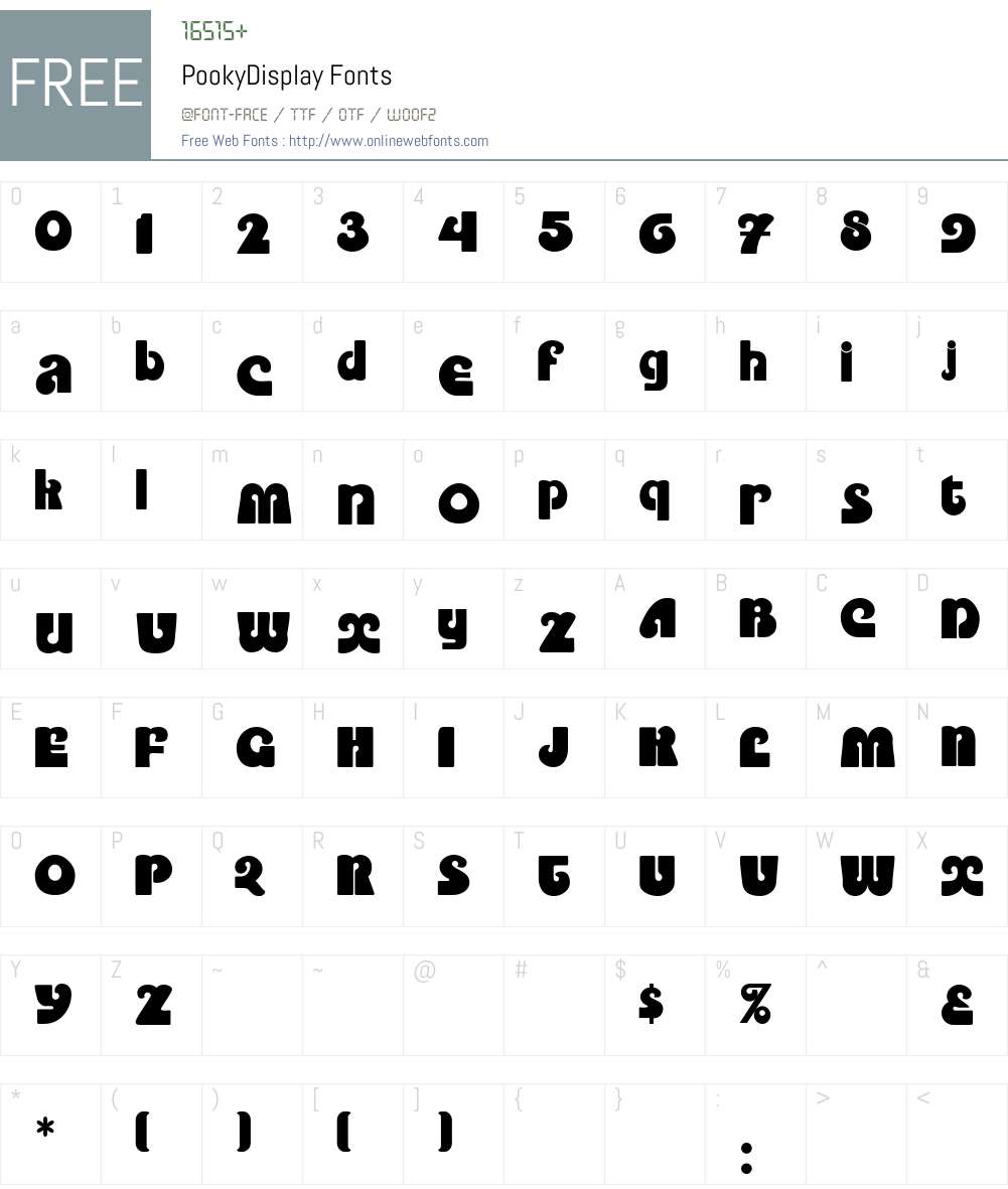 PookyDisplay Font Screenshots