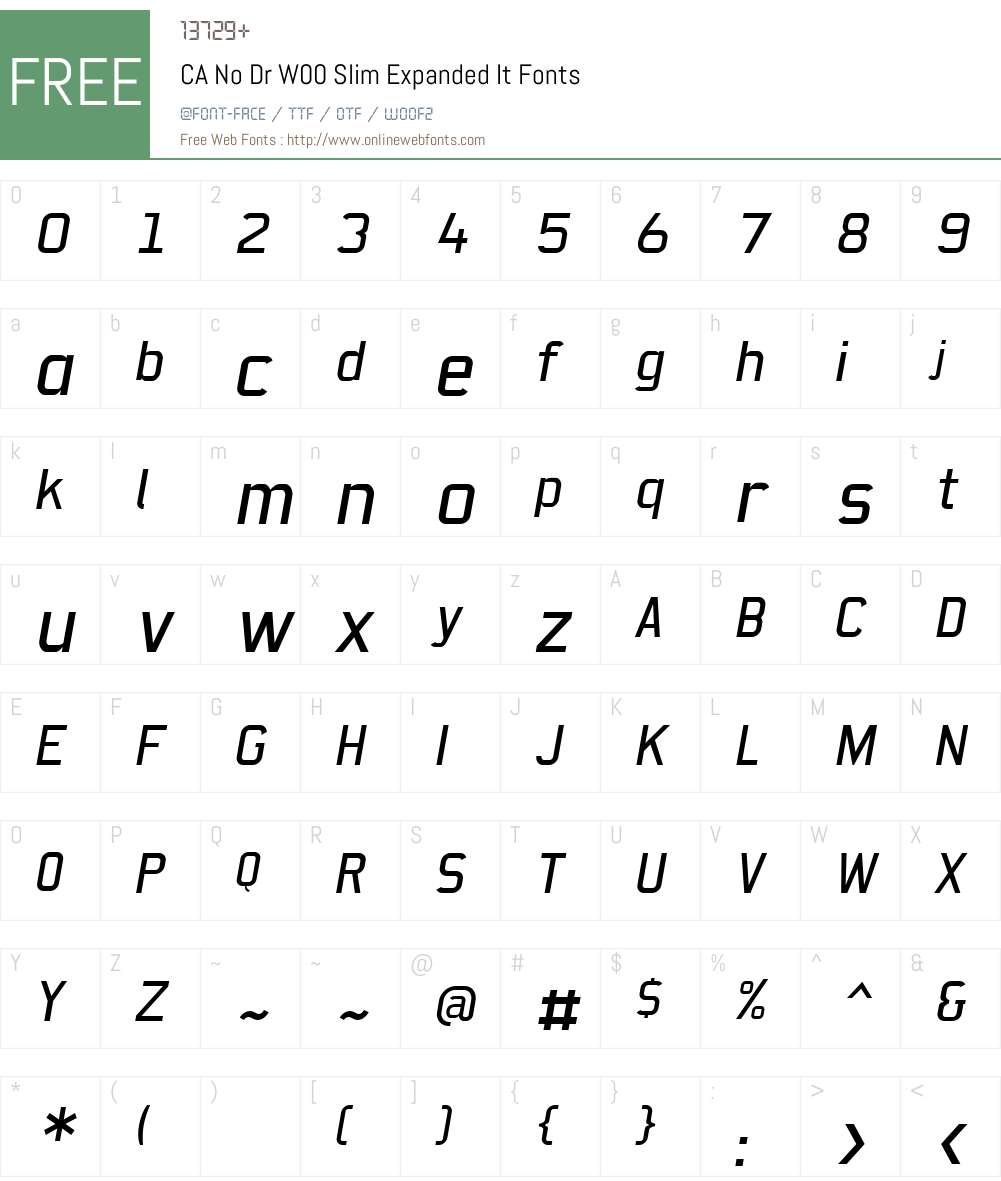 CANoDrW00-SlimExpandedIt Font Screenshots