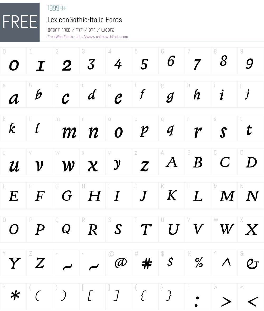LexiconGothic Font Screenshots
