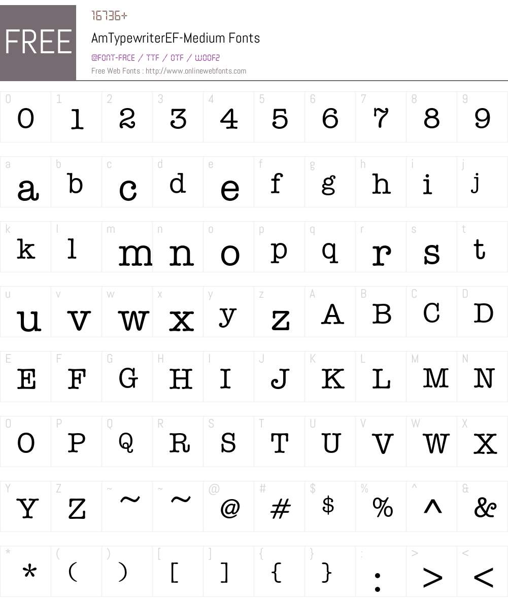 AmTypewriterEF Font Screenshots