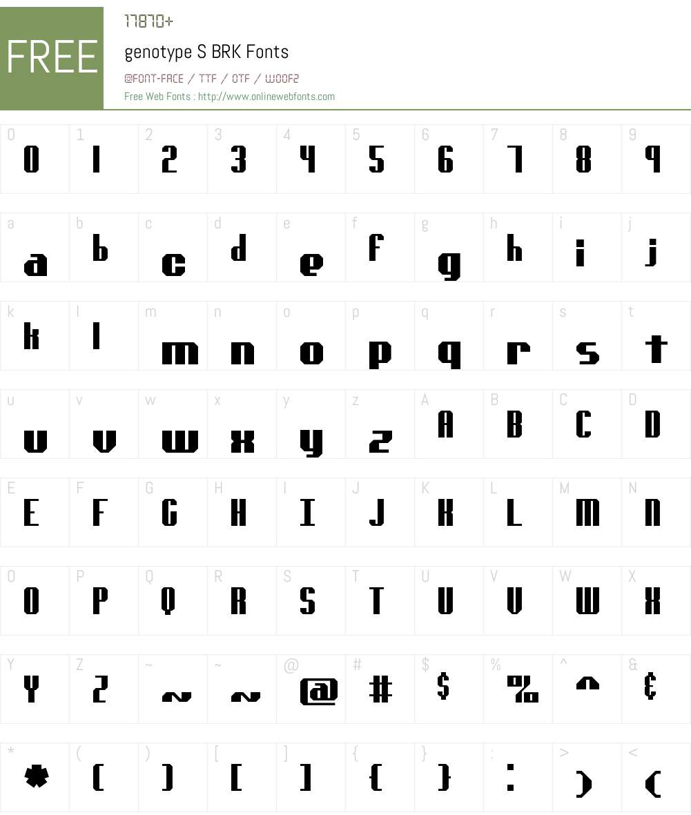genotype S BRK Font Screenshots