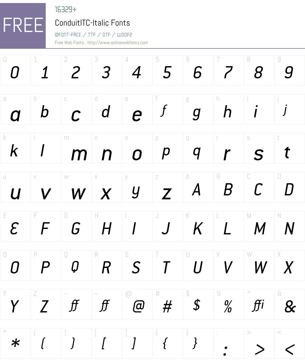 ConduitITC Font Screenshots