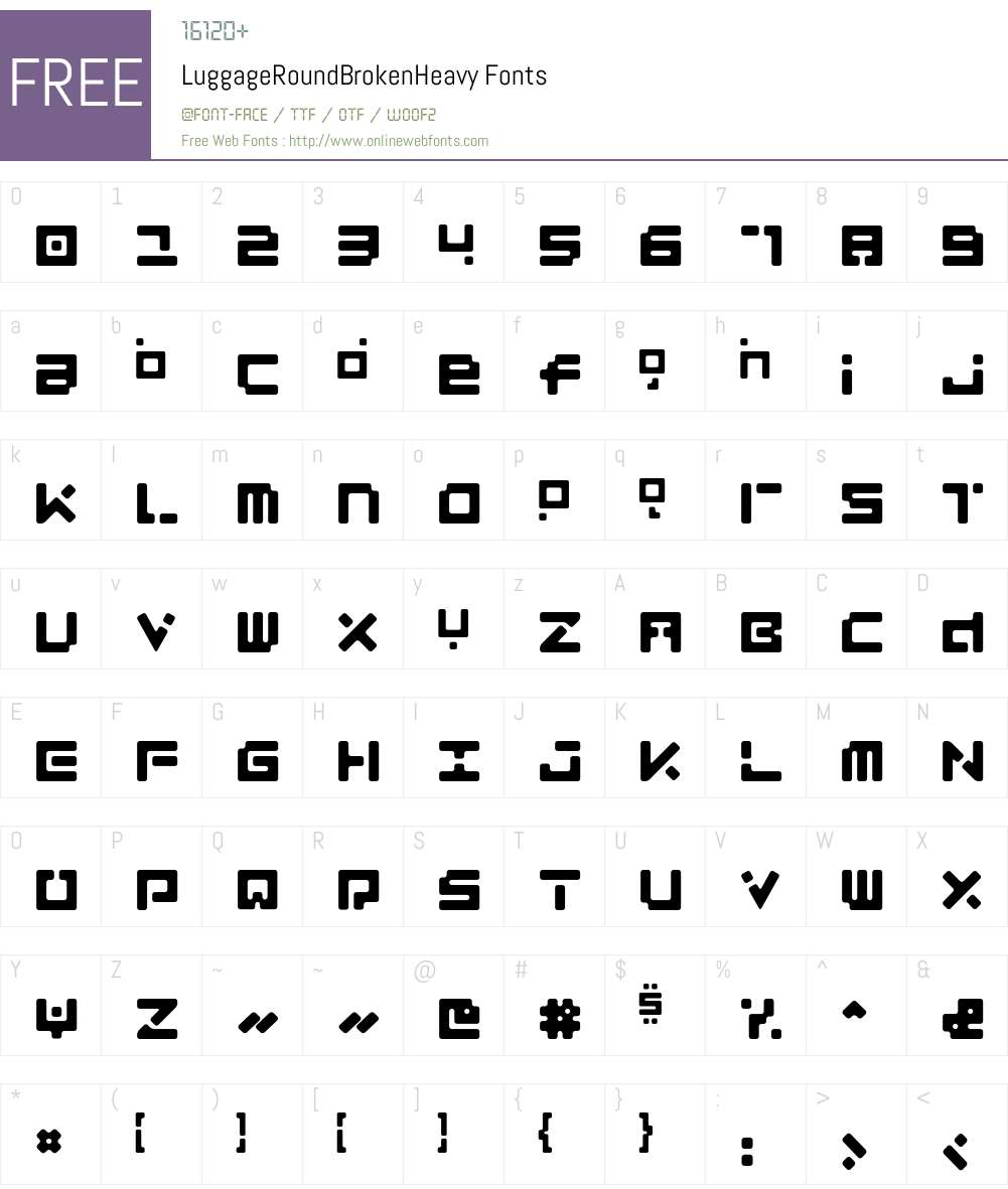 LuggageRoundBroken Font Screenshots