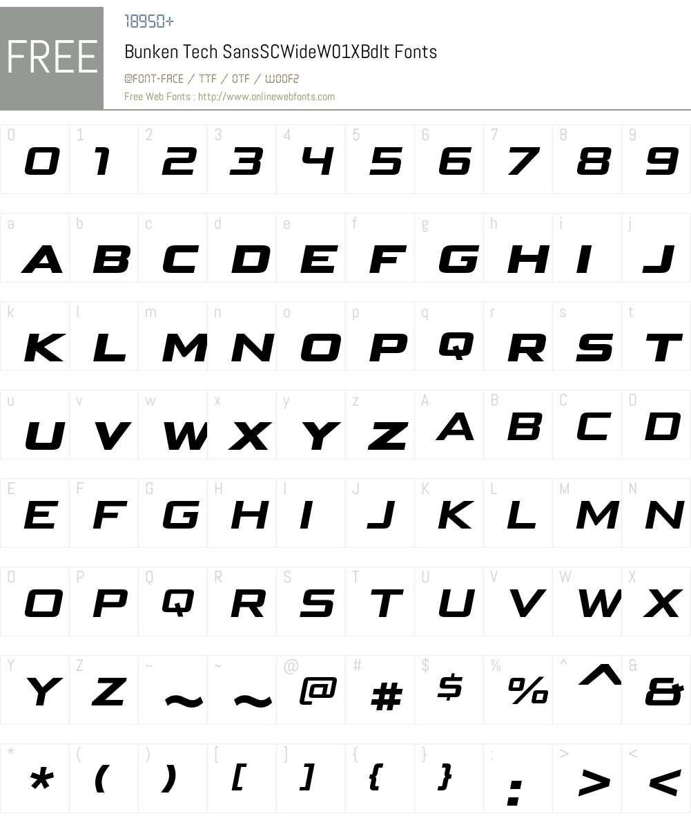 BunkenTechSansSCWideW01-XBdIt Font Screenshots