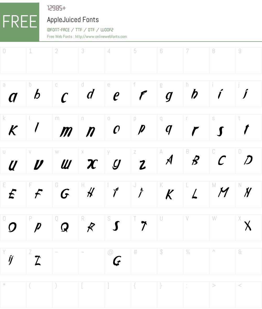 Applejuiced Font Screenshots