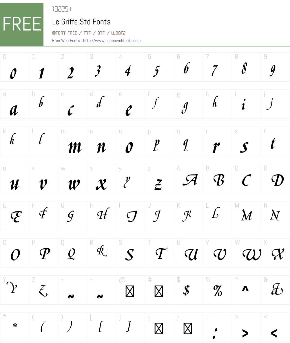 Le Griffe Std Font Screenshots