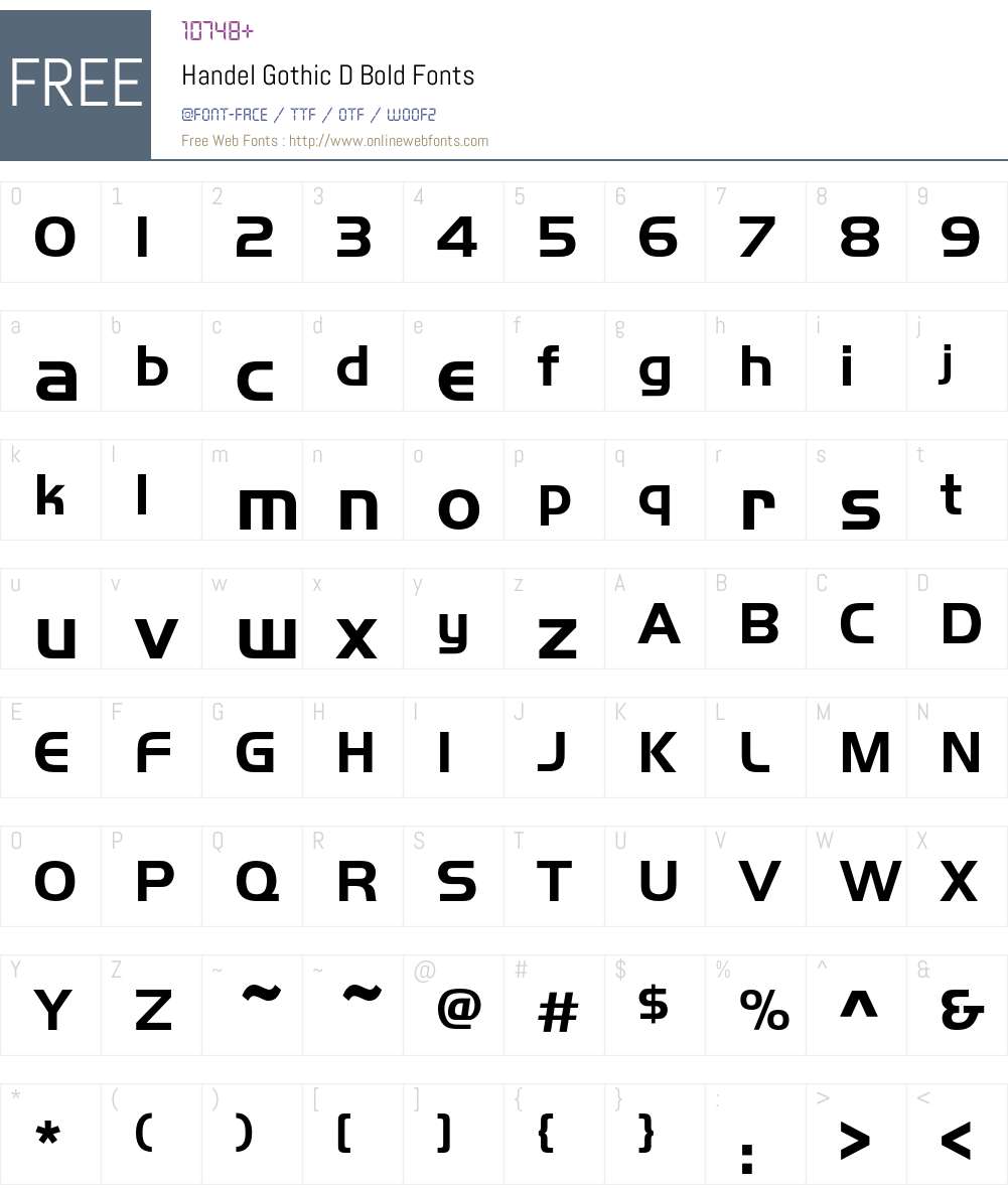 Handel Gothic D Font Screenshots