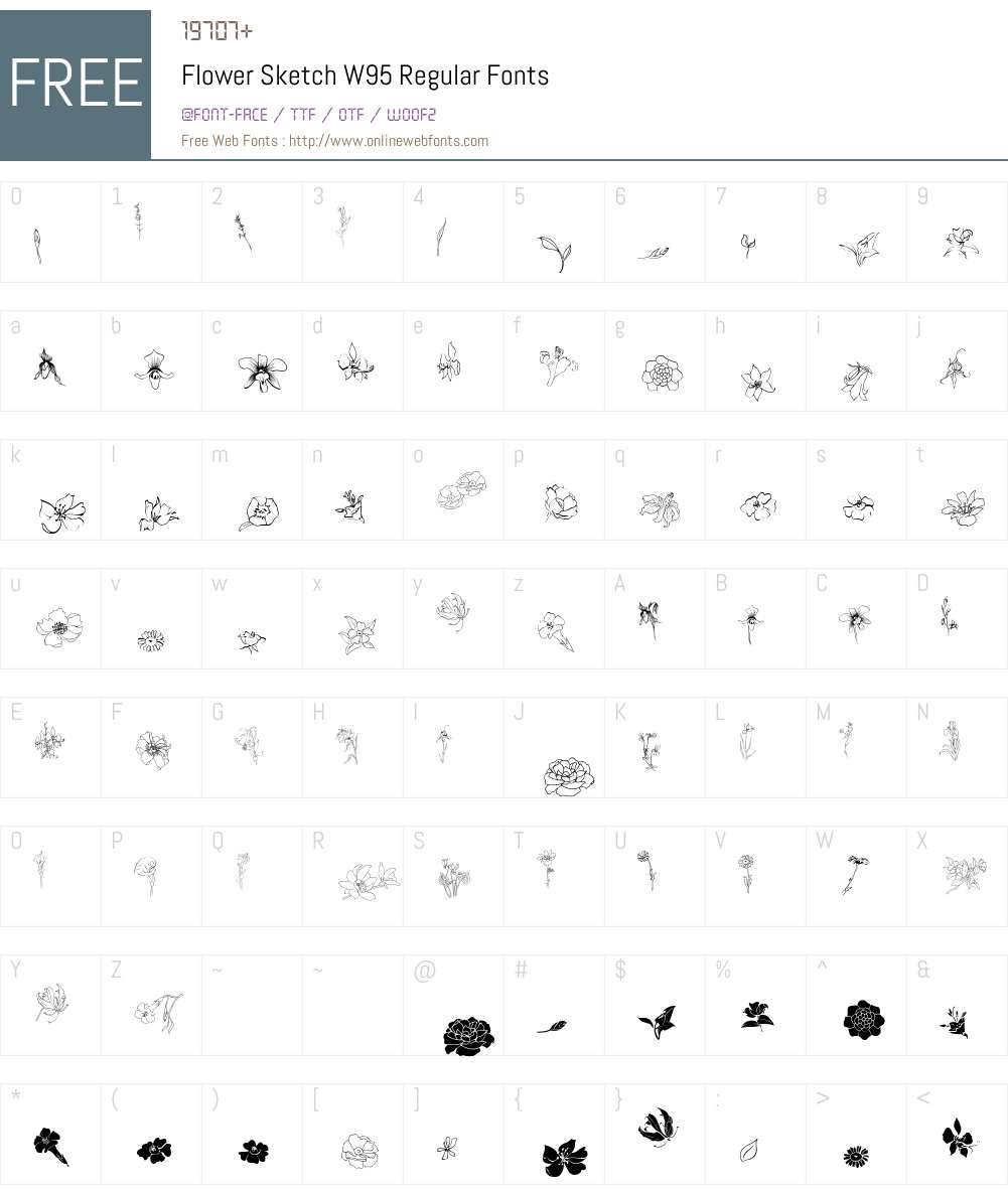 FlowerSketchW95-Regular Font Screenshots