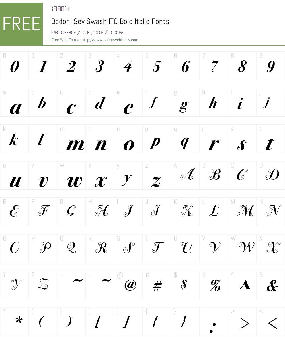 Bodoni Sev Swash ITC Font Screenshots