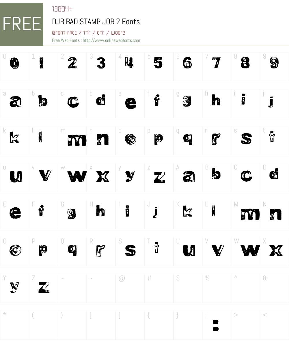 DJB BAD STAMP JOB 2 Font Screenshots