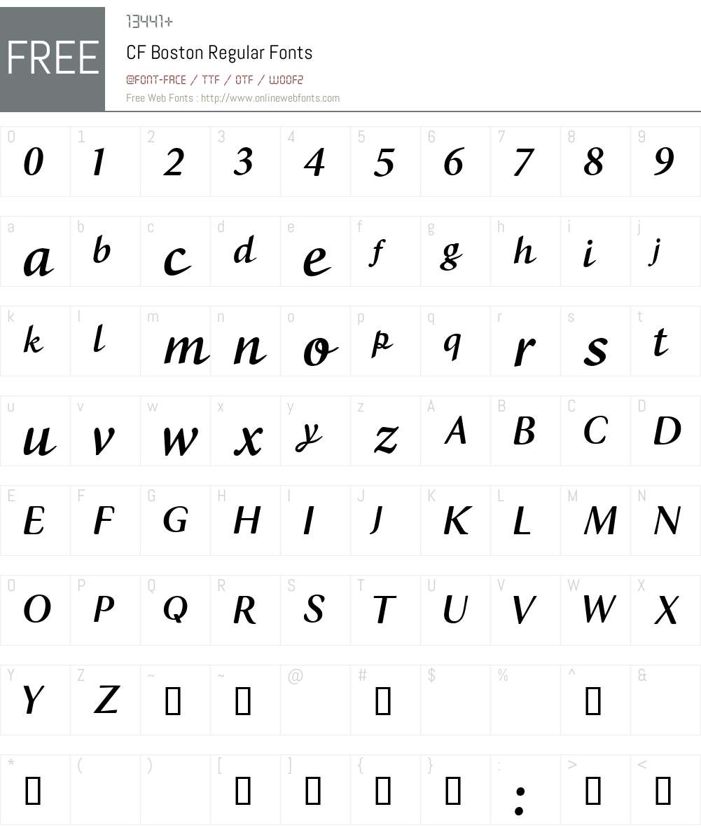CF Boston Font Screenshots