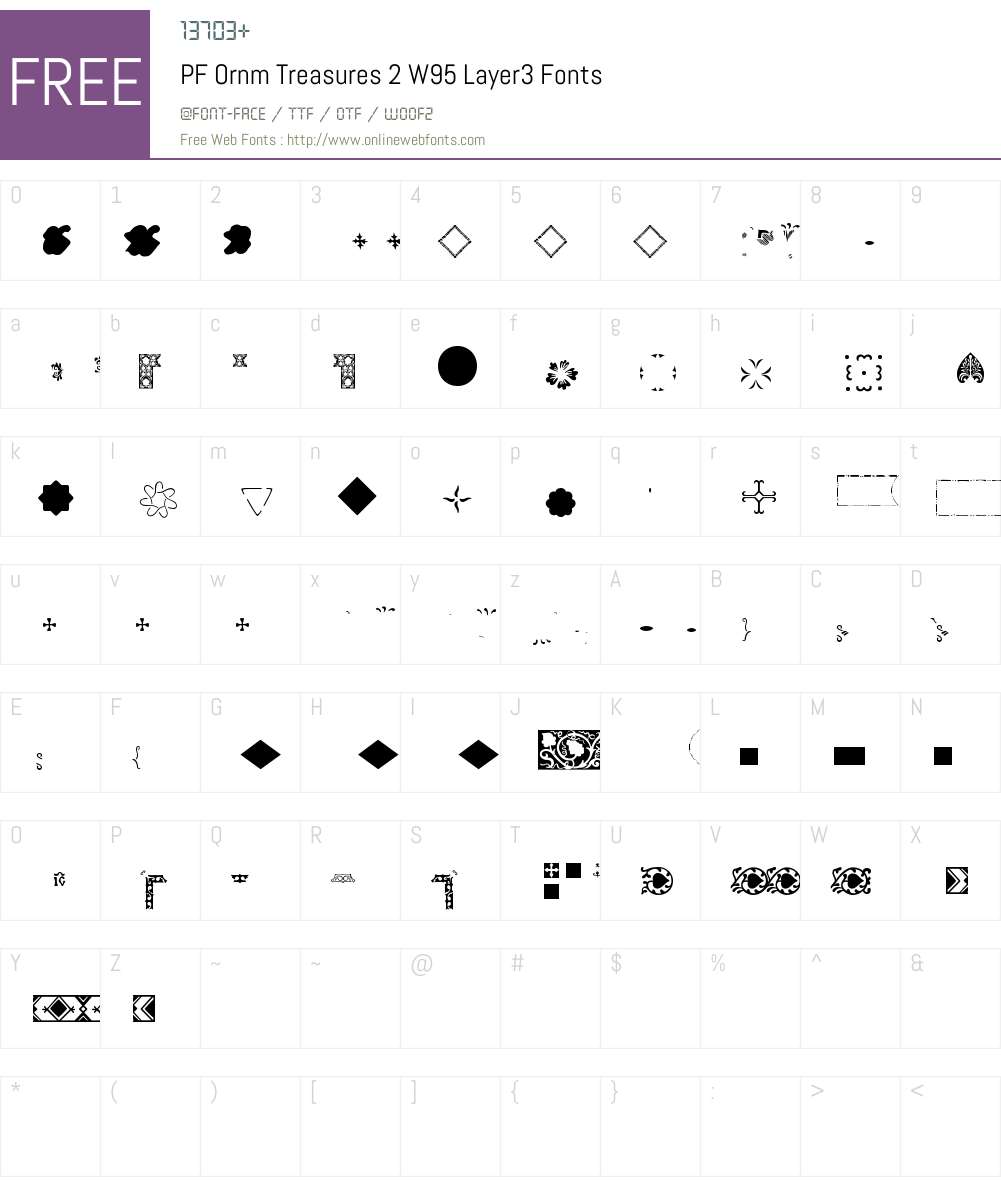 PFOrnmTreasures2W95-Layer3 Font Screenshots